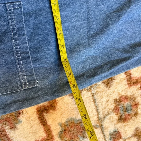 Vtg Torpedo International Blue Jean Denim Button Up Jumper Retro Pockets CATS S - Picture 7 of 8